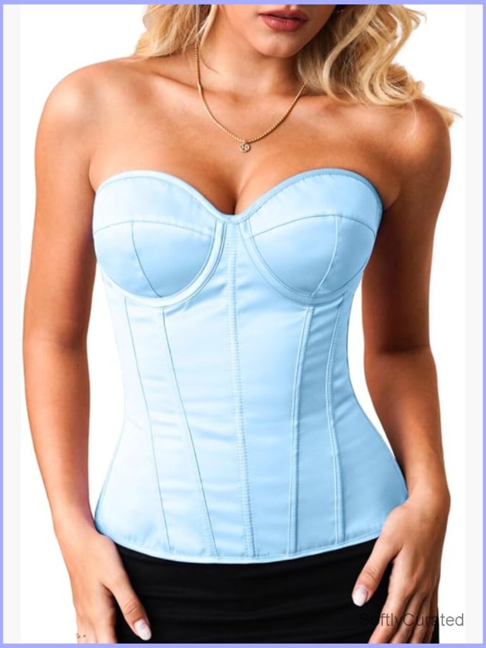 Lustrous Satin Corset Underwire Padded Lace-Up Shapewear Boned Hourglass Slim